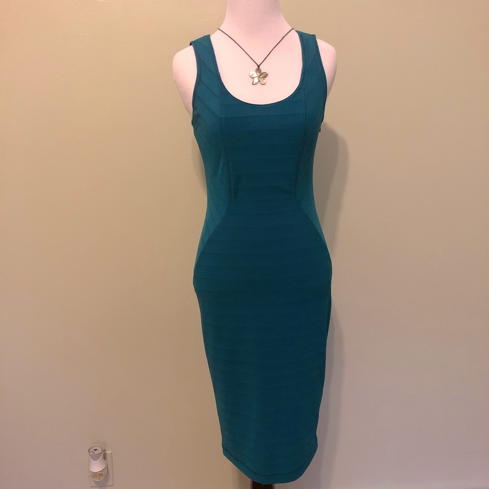 Teal fitted party dress by Rachel Roy
